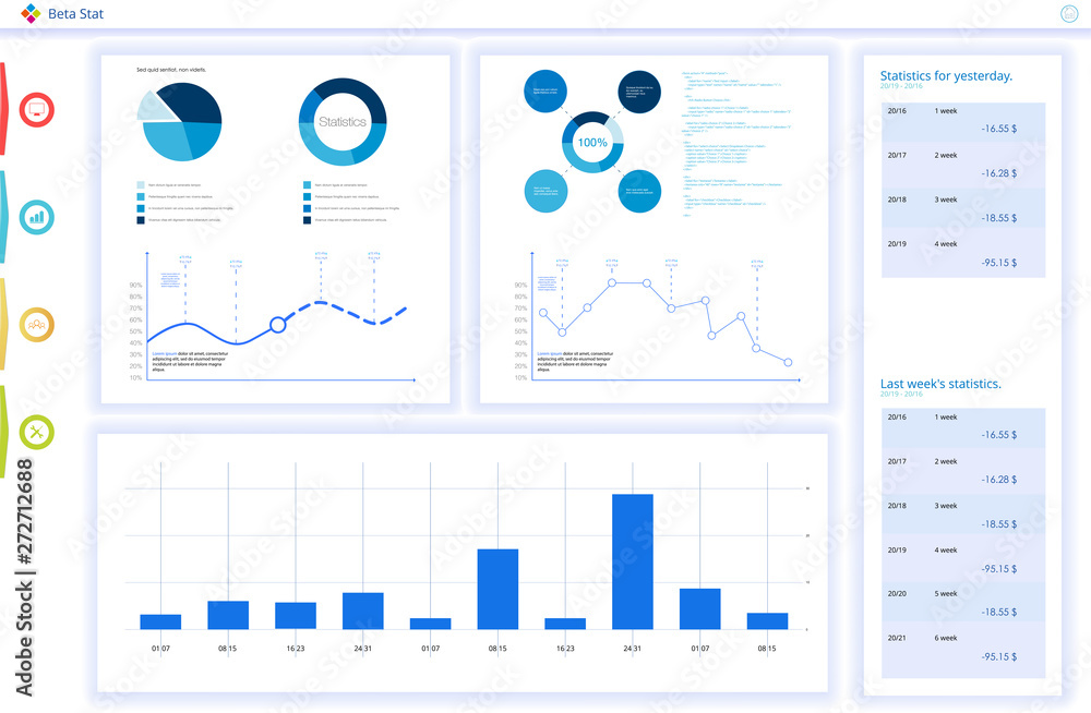Aufkleber dashboard, great design for any site purposes. business infographic template. vector flat illustrati