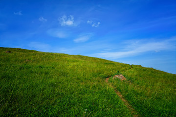 Summer landscape on the mountain against the sky.