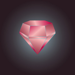 Luxury red crystal gemstone.Vector illustration.