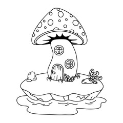 Mushroom house of fairytale design vector illustration