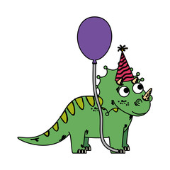 cute triceratops with balloon helium