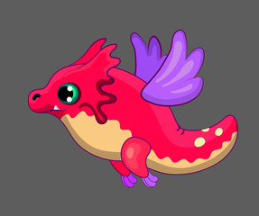 Pink flying dragon with purple wings