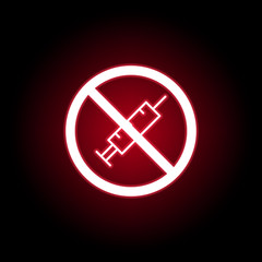Forbidden injection icon in red neon style. Can be used for web, logo, mobile app, UI, UX