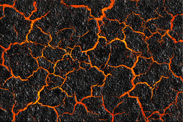Lava texture and cracked ground surface - obrazy, fototapety, plakaty