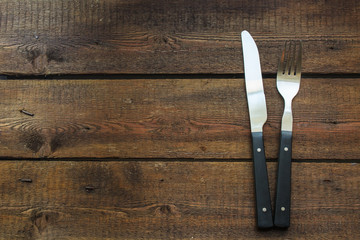 cutlery rustic, used for eating or serving (fork, knife, spoon - set). food background. copy space