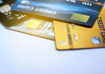 Selective focus Credit card on with background, Used for cash replacement And buy online or pay products or pay bills