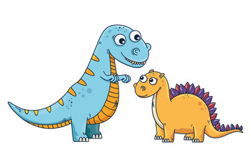 cute tyrannosaurus and diplodocus characters