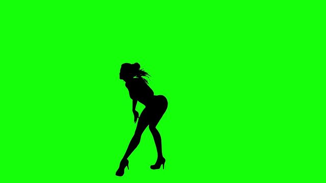 Silhouette Of A Sexy Woman Dancing Isolated On Green Screen