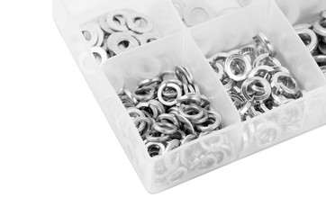 Washer in plastic organizer box