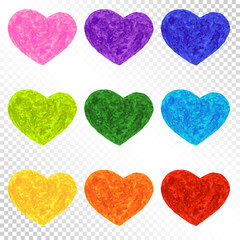 Set Rainbow Colorful Hearts