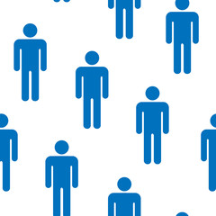 Seamless pattern with silhouettes of the person blue man. Vector illustration on white background