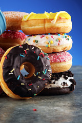 donuts in different glazes with chocolate
