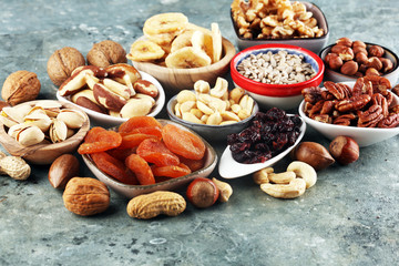 Composition with dried fruits and assorted healthy organic nuts