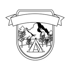 frame with camping zone and tent scene