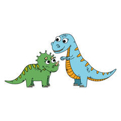 cute triceratops and tyrannosaurus rex characters