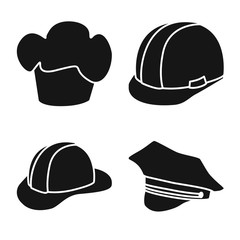 Vector illustration of beanie  and beret logo. Collection of beanie  and napper vector icon for stock.