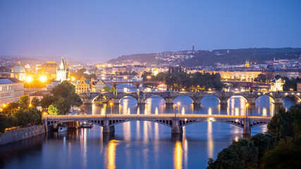 Fototapeta na wymiar Bridges over river Vltava, Prague, Czech Republic