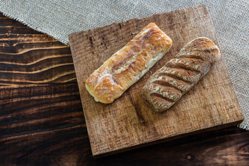 close in assorted breads