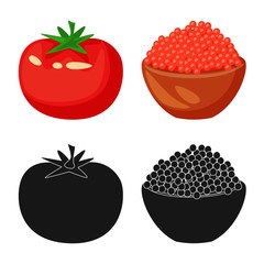 Vector design of taste and product symbol. Collection of taste and cooking stock symbol for web.