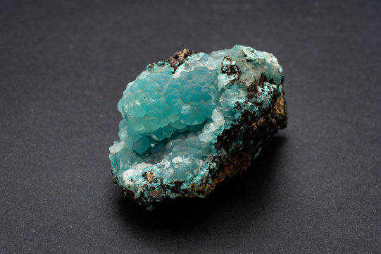 Piece of turquoise Smithsonite mineral from Kelly mines, Usa. A mineral ore of zinc and carbonate mineral, it crystallizes in the trigonal system.
