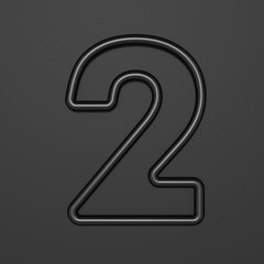 Black outline font Number 2 TWO 3D