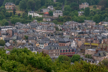 Aerial view of Étretat, Normandy, France