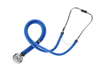 Modern stethoscope on white background. Medical device