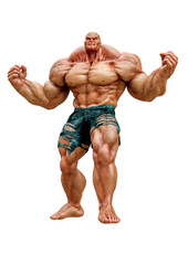 super muscleman will smash your face in a white background