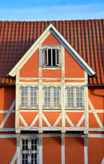 Close-up of an old timbered house in Wismar.