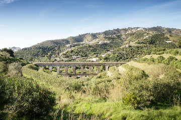Fototapeta na wymiar Almunecar aqueduct set in landscape
