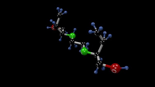 Ethambutol molecule. Molecular structure of ethambutol antitubercular agent used as treatment for tuberculosis disease. Alpha channel.