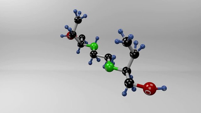 Ethambutol molecule. Molecular structure of ethambutol antitubercular agent used as treatment for tuberculosis disease.
