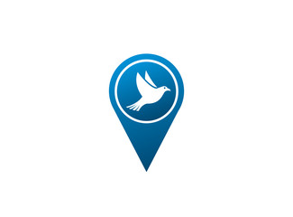 Bird or dove open wings and fly inside a circle for logo design illustration in the shape