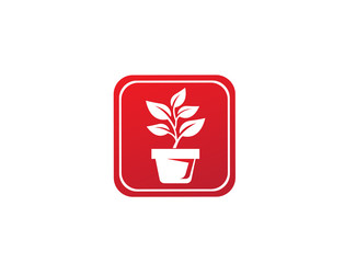 Plant in the Pot with some leaves for logo Design, illustration in a shape