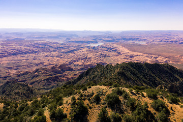 Naklejka premium Aerial drone photo - Beautiful Henry Mountains in the Utah desert. Lake Powell in the distance. 
