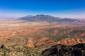 Fototapeta premium Aerial drone panorama - Beautiful Henry Mountains in the Utah desert. 