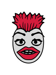 lustiges gesicht kopf großer mund lippen frauen augen hübsch schön sexy puppe clipart design comic cartoon lustig cool logo sehen angucken blick