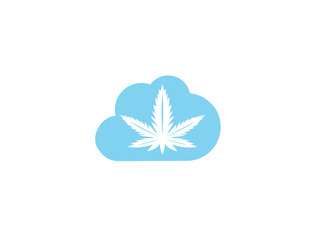 Fototapeta na wymiar Medical Marijuana Cannabis hemp Logo design illustration in a cloud shape icon