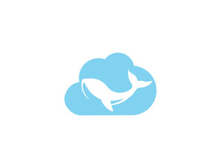 Humpback an ocean's giant whale for logo design illustration in a cloud shape icon