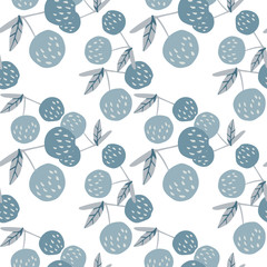 Cherry berries and leaves seamless pattern illustration