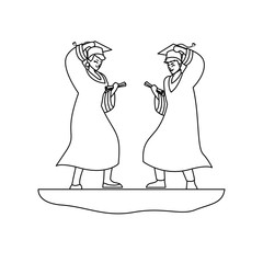 happy students boys graduated celebrating