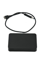 External hard drive for storing and transferring various files on a white background
