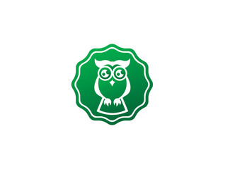 Owl open eyes for logo design illustration, wise bird in a shape icon