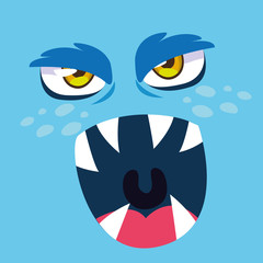 Blue monster cartoon design icon vector ilustration