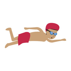 man swimming with googles cartoon isolated