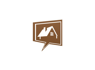 A small green home symbol with window and chimney for logo design illustration in a shape icon