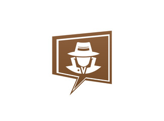 detective spy with hat in a chat icon for logo vector design illustration, secret job icon