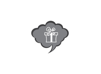 Gift box and surprise for logo design illustration in chat icon