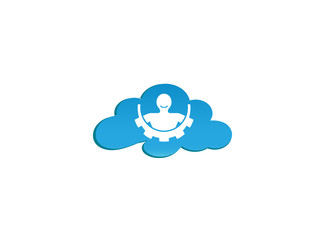 Obraz premium Body inside a gear pignion and smile for logo design Vector in chat icon illustration