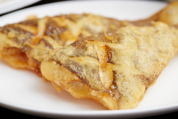 Deep fried flatfish on plate 